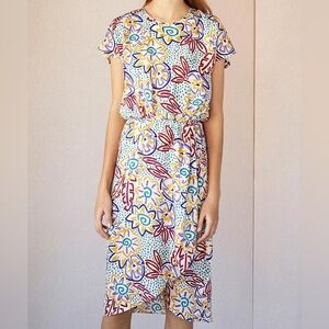 Hoss Intropia Crazy Print Silk Midi Dress 38 EU M US